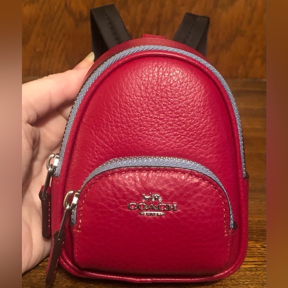 NWT-Coach-Mini Court Backpack🎒Keychain/Bag Charm-Dark Cardinal Red-$138 - Picture 3 of 12